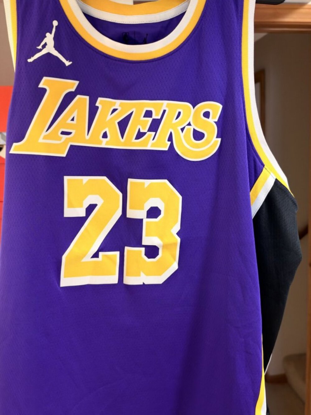 Jordan LeBron James Lakers Statement Purple Swingman Jersey 52 L